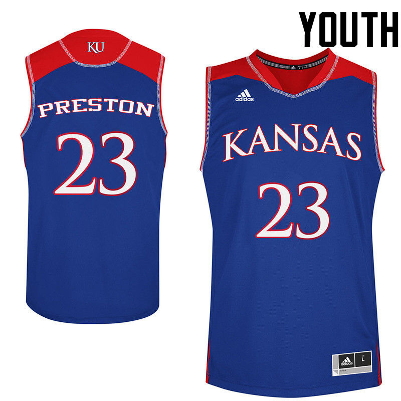 Youth Kansas Jayhawks #23 Billy Preston College Basketball Jerseys-Royals